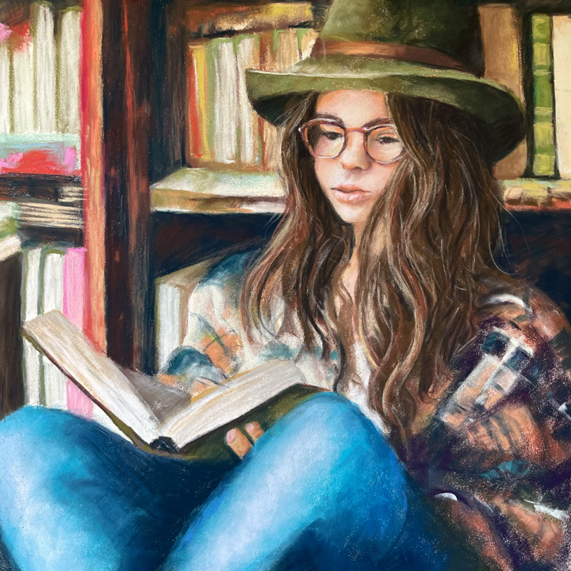 Between the Pages } original pastel art