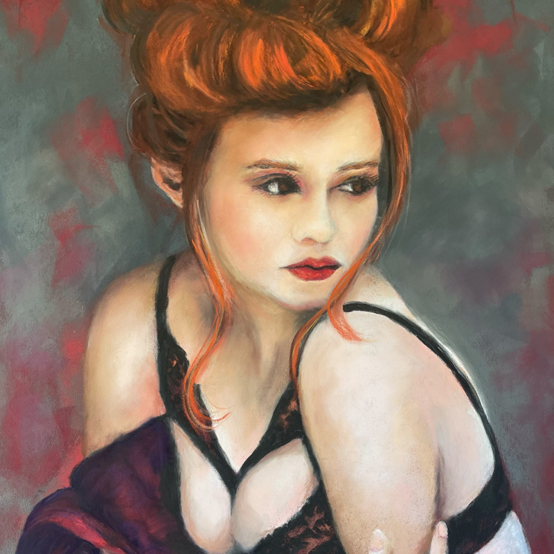 Sultry and Shy } original pastel art