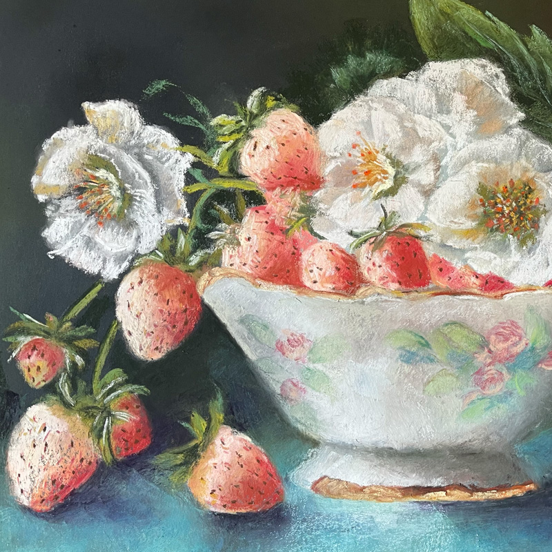 Tea and Berries | original pastel artwork